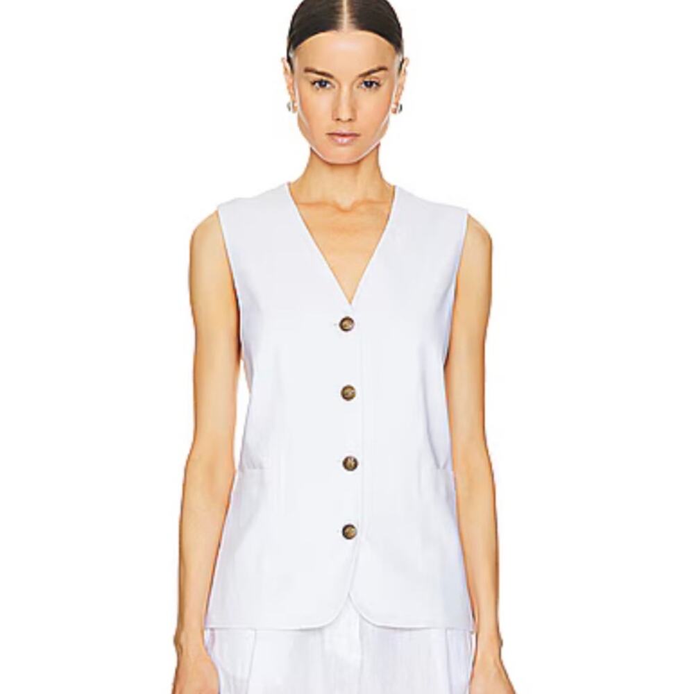 Rag & bone Charlotte Tailored White Linen Vest XS